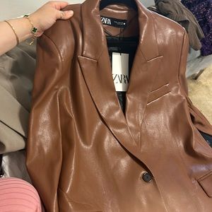 Zara faux leather blazer